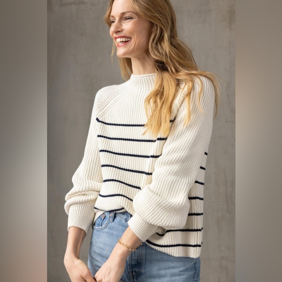 Lilla P Striped Rib Raglan Sweater - size XL - Picture 2 of 10